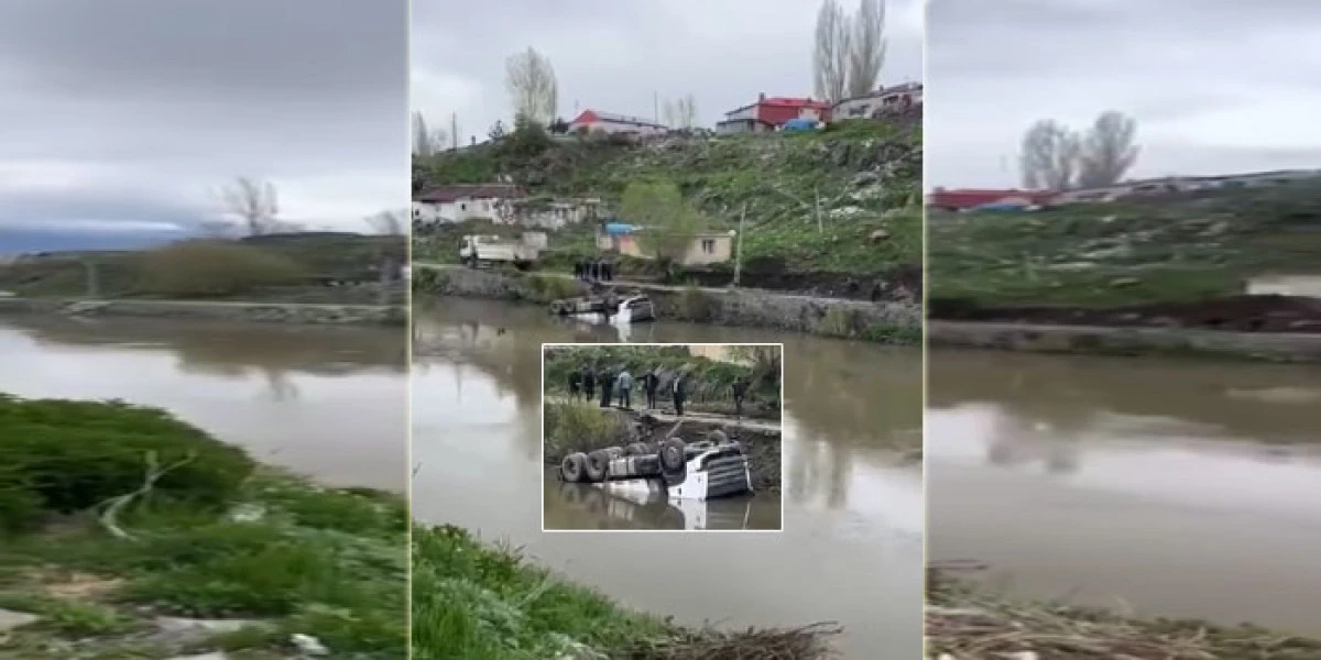 Kars'ta İş Makinesi Kars &Ccedil;ayı'na D&uuml;şt&uuml;