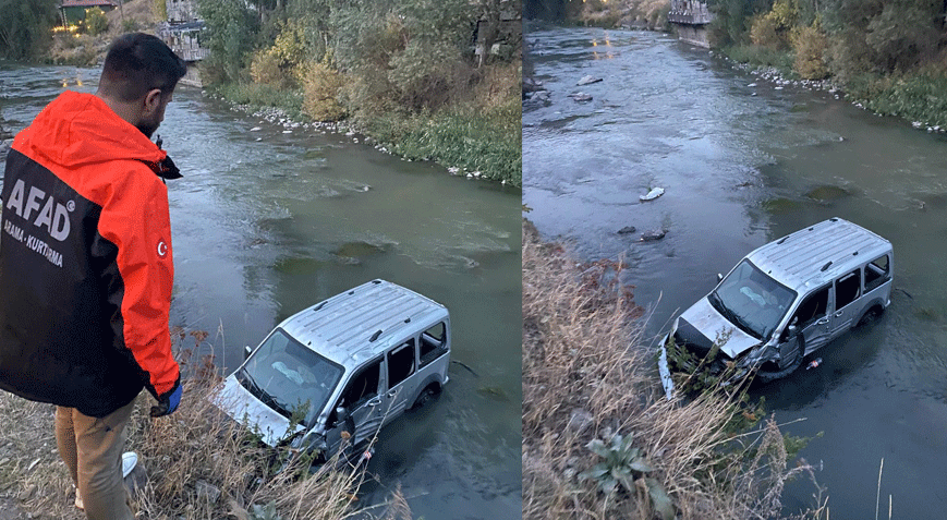 Otomobil Kars Çayı'na düştü: 1 yaralı